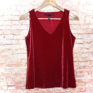 White House Black Market | Berry Velvet V Neck Tank